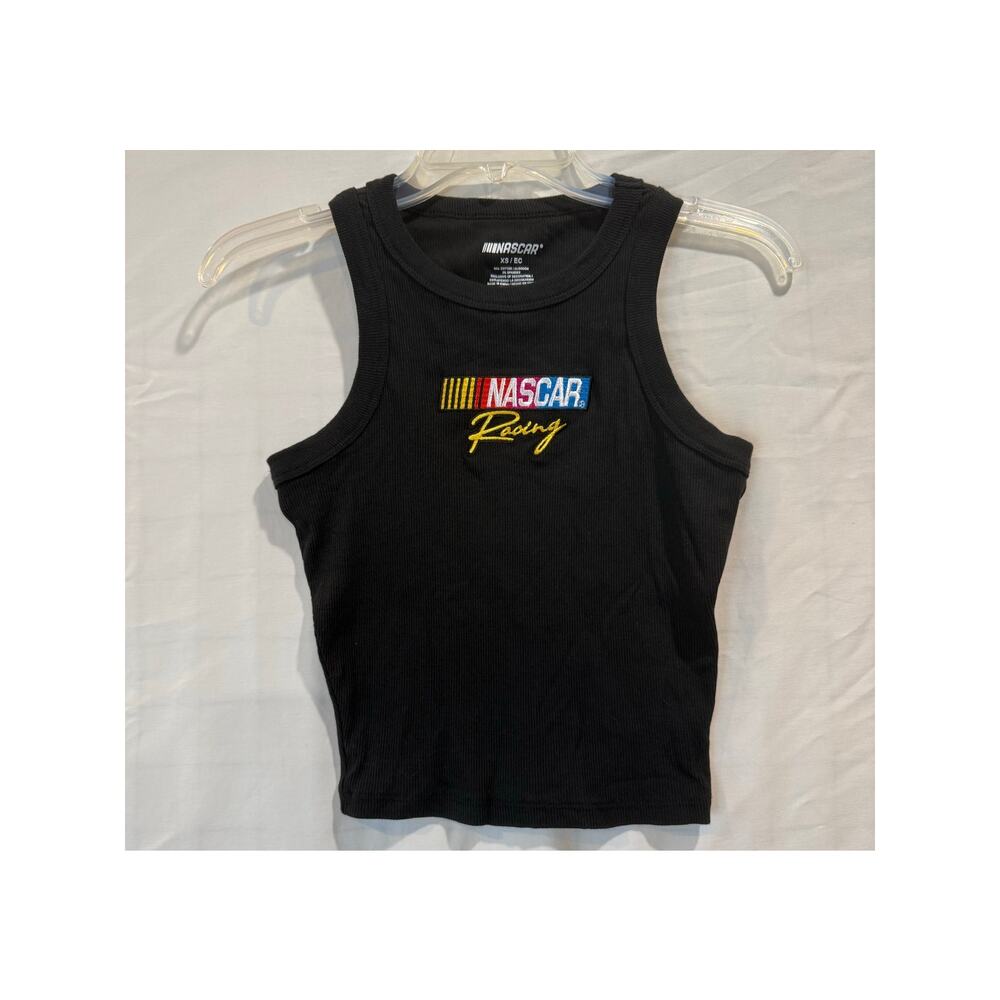 Nascar Black Ribbed Tank Top with Multicolor Logo size XS